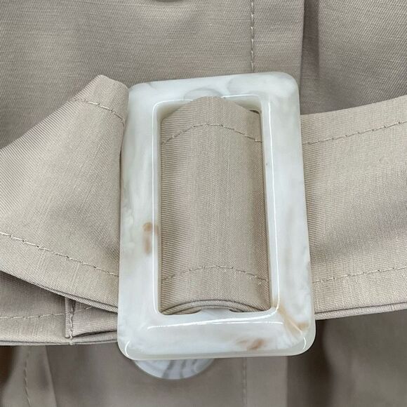 Nanette Lepore Trench Coat Big Button Up Single Breasted Tan Belted Small NEW - Picture 7 of 12